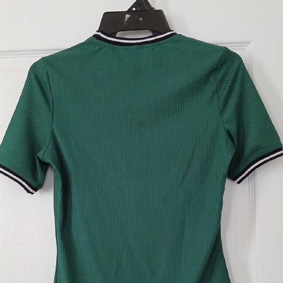 Green Ribbed Women's Top - Picture 3 of 7